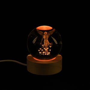 Livmore Fairy Crystal Ball LED Light with Wooden Base Dia