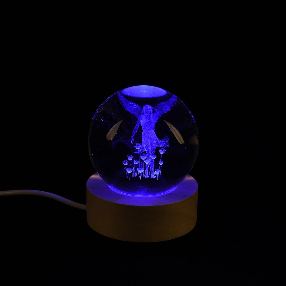 Livmore Fairy Crystal Ball LED Light with Wooden Base Dia image number 4