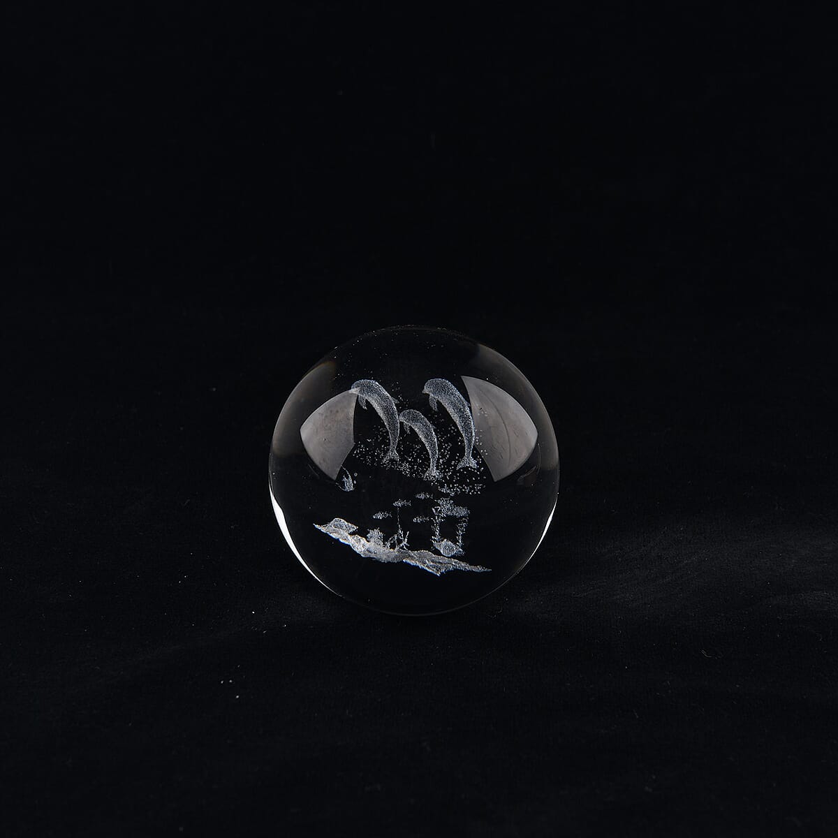 Livmore Dolphin Crystal Ball LED Light with Wooden Base Dia image number 1