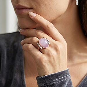 EverTrue Kunzite, White Zircon Ring in 18K RG Plated (Size 10.0) 12.20 ctw