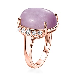 EverTrue Kunzite, White Zircon Ring in 18K RG Plated (Size 10.0) 12.20 ctw