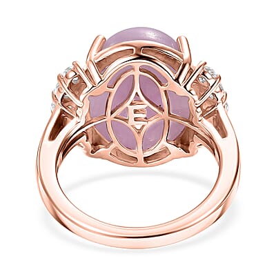 EverTrue Kunzite, White Zircon Ring in 18K RG Plated 12.02 ctw (Size 11.0)