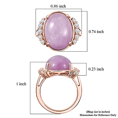 EverTrue Kunzite, White Zircon Ring in 18K RG Plated 12.02 ctw (Size 11.0)