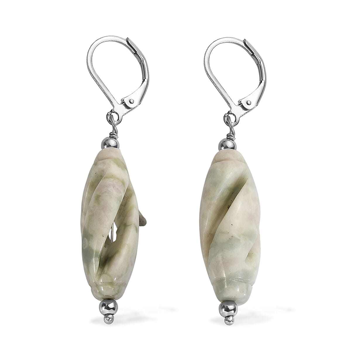 EverTrue Sesame Jasper 40.00 ctw Earrings in Stainless Steel image number 3