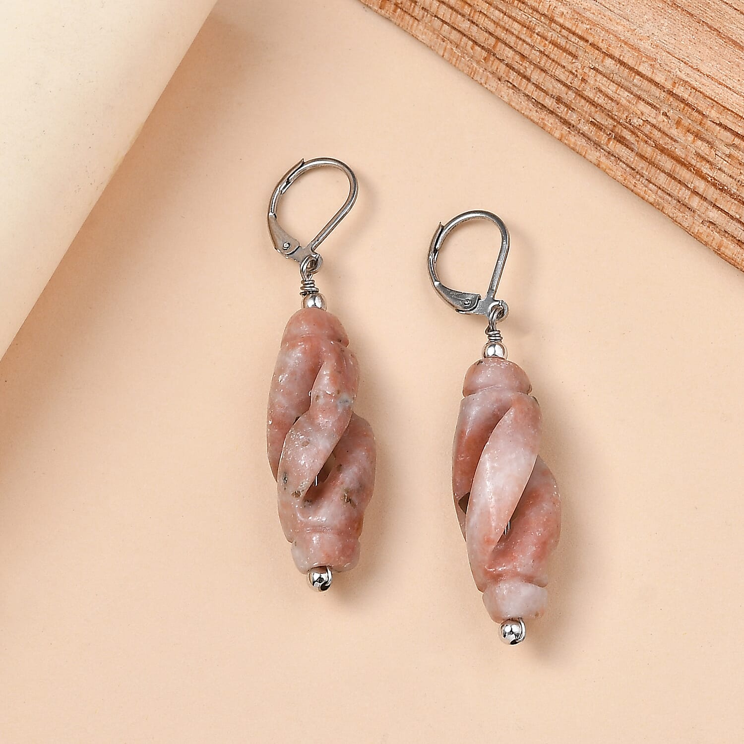 EverTrue Spice Jasper 40.00 ctw Earrings in Stainless Steel
