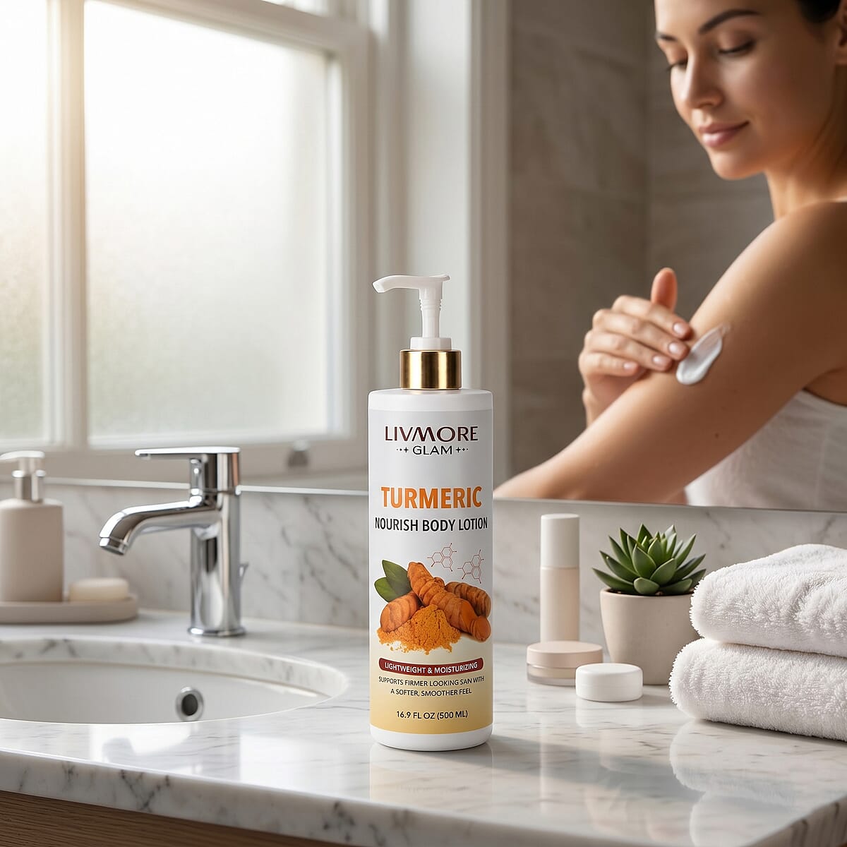 Livmore Turmeric Moisturizing the Skin Body Lotion - White image number 3
