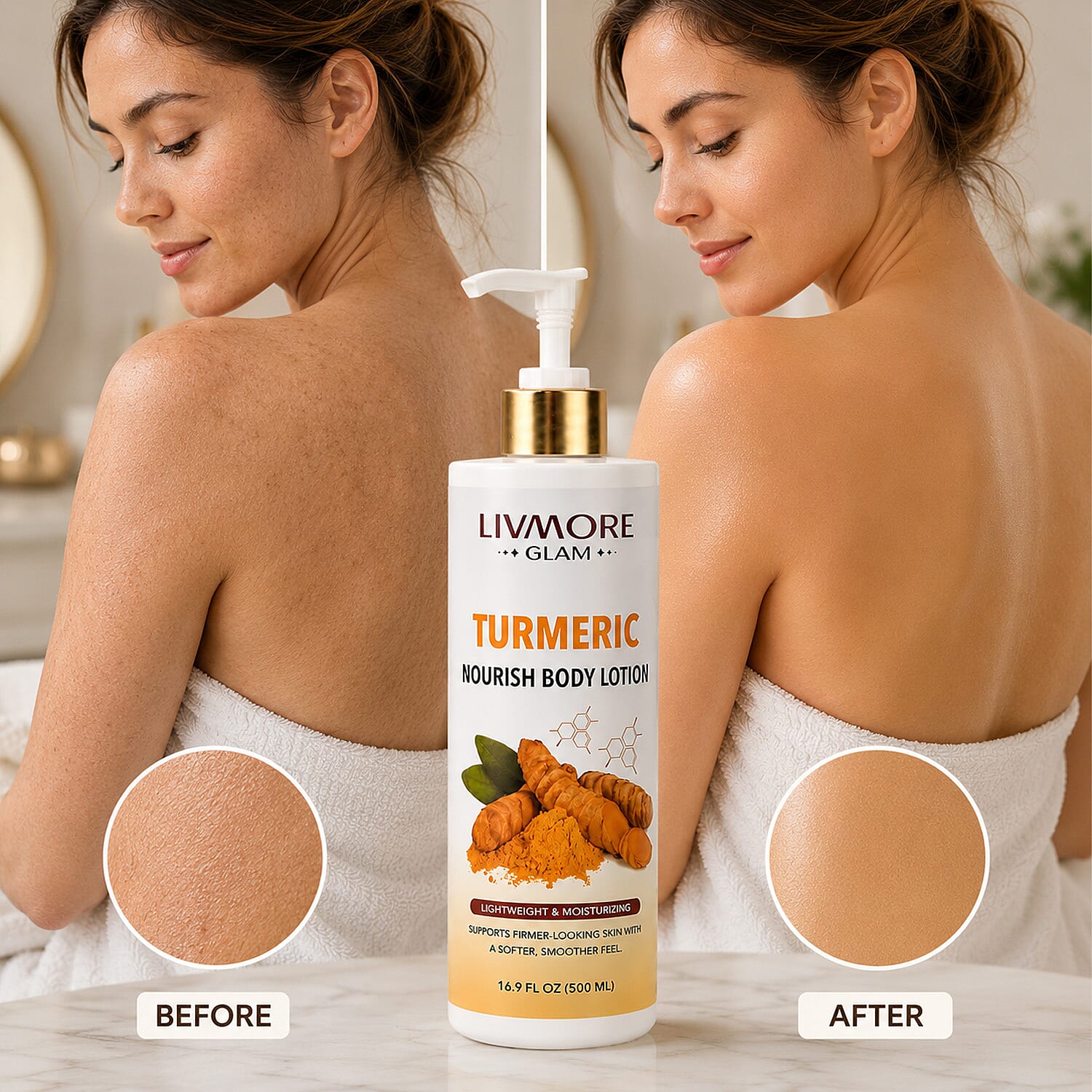 Livmore Turmeric Moisturizing the Skin Body Lotion - White