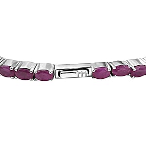 D'Joy Royal Ruby 13.15 ctw Flexible Bangle Bracelet in Rhodium Over Sterling Silver (7.25 In)