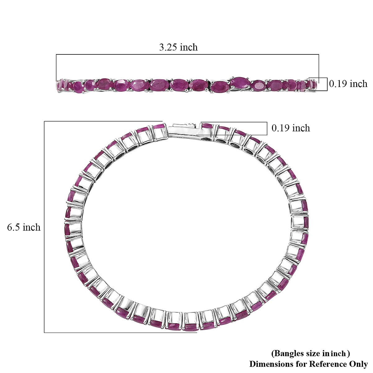 D'Joy Royal Ruby 13.15 ctw Flexible Bangle Bracelet in Rhodium Over Sterling Silver (7.25 In) image number 4