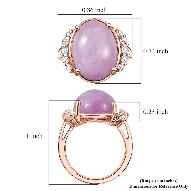 EverTrue Kunzite , White Zircon Main Stone With Side Stone Ring in 18K RG Plated 12.02 ctw (Size 6) 12.02 ctw
