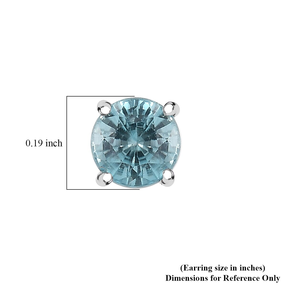 D'Joy Cambodian Blue Zircon 2.10 ctw Solitaire Stud Earrings in Rhodium Over Sterling Silver