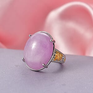 EverTrue Kunzite Ring in 18K YG Plated and Platinum Bond (Size 10.0) 22.65 ctw