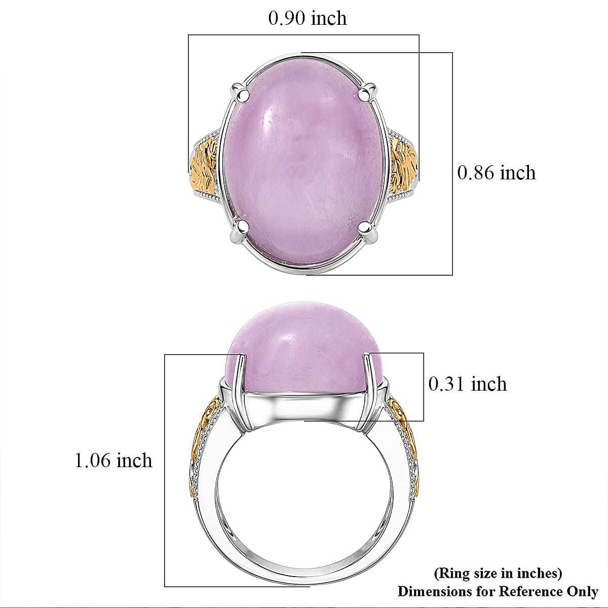 EverTrue Kunzite Ring in 18K YG Plated and Platinum Bond (Size 10.0) 22.65 ctw image number 5
