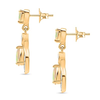 D'Joy Premium Ethiopian Welo Opal and White Zircon 0.85 ctw Earrings in Sterling Silver