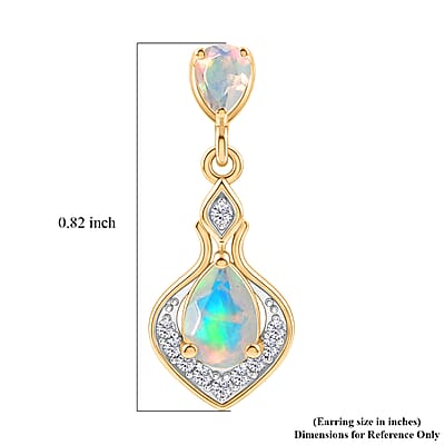 D'Joy Premium Ethiopian Welo Opal and White Zircon 0.85 ctw Earrings in Sterling Silver