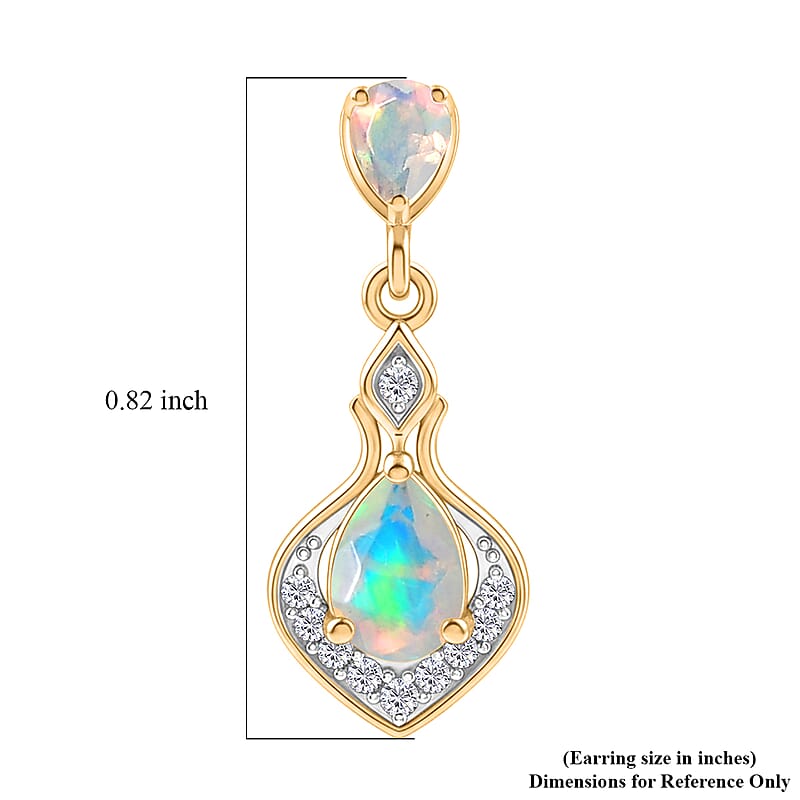 D'Joy Premium Ethiopian Welo Opal and White Zircon 0.85 ctw Earrings in Sterling Silver