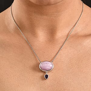 EverTrue Kunzite and African Amethyst 23.10 ctw Necklace (18-20 Inches) in Platinum Bond
