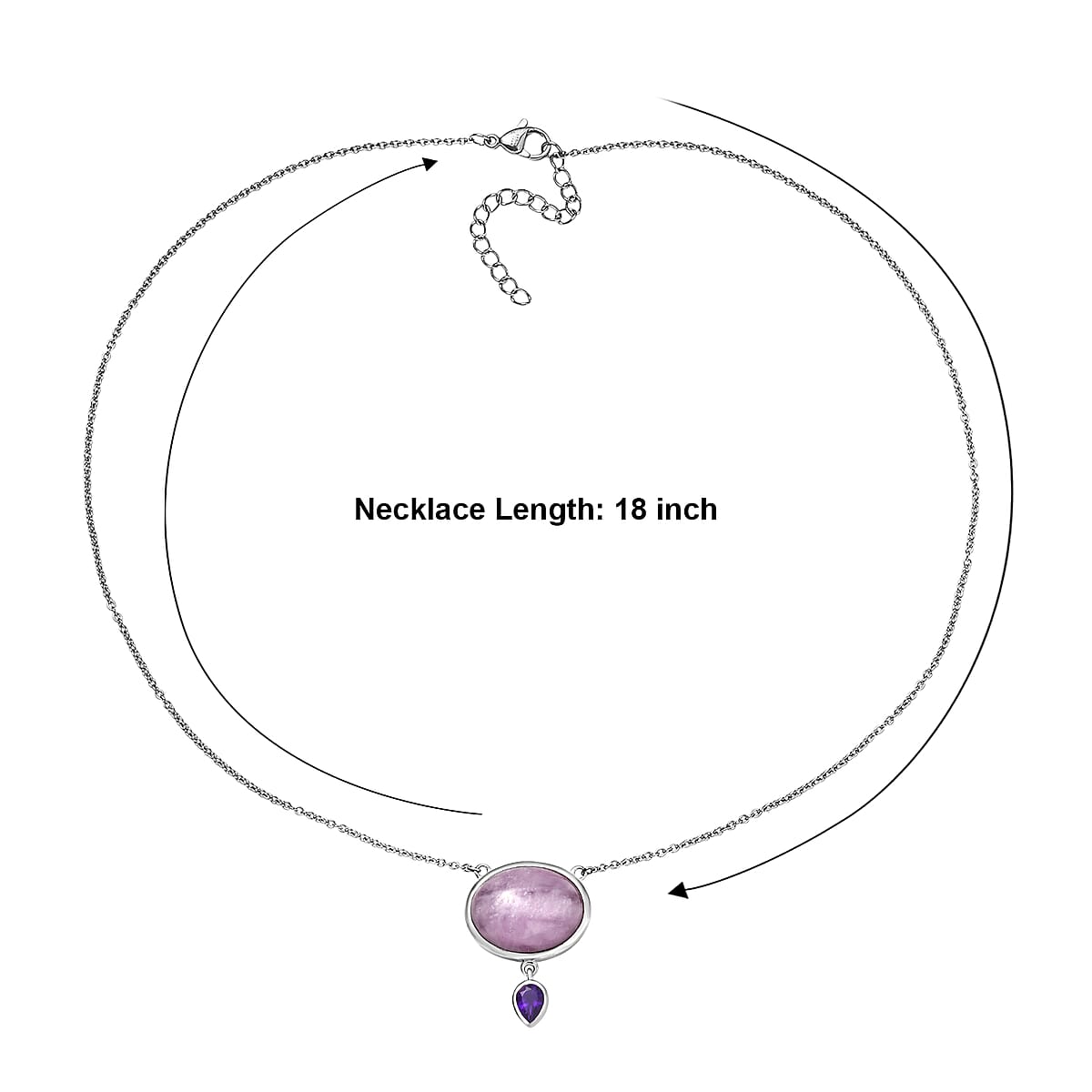 EverTrue Kunzite and African Amethyst 23.10 ctw Necklace (18-20 Inches) in Platinum Bond image number 4