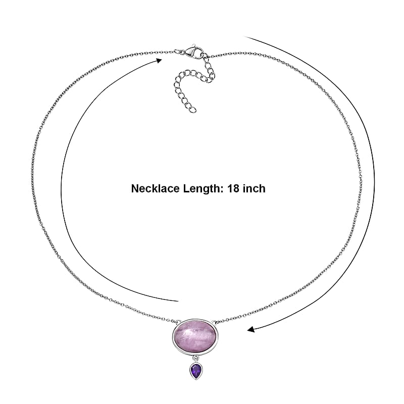 EverTrue Kunzite and African Amethyst 23.10 ctw Celestial Aura Necklace (18-20 Inches) in Platinum Bond