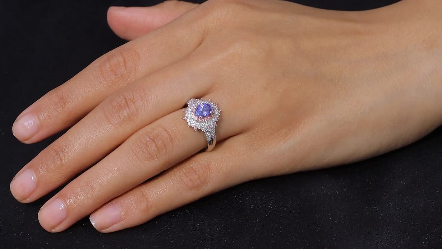 D'Joy Premium Tanzanite and Multi Gemstone 1.40 ctw Ring in Rhodium Over Sterling Silver (Size 10.0)