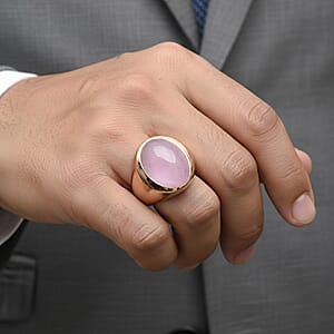 EverTrue Kunzite 11.00 ctw Men's Ring in 18K RG Plated (Size 12.0)