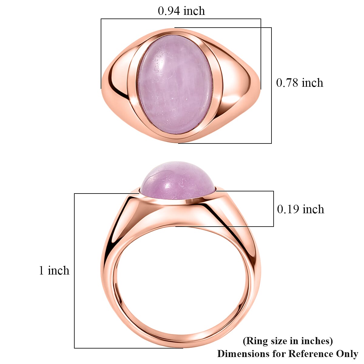 EverTrue Kunzite 11.00 ctw Men's Ring in 18K RG Plated (Size 14.0) image number 5