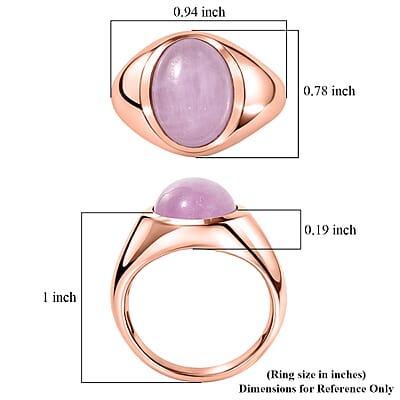 EverTrue Kunzite 11.00 ctw Men's Ring in 18K RG Plated (Size 14.0)