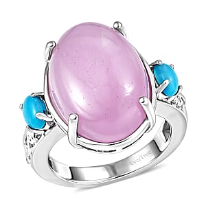 EverTrue Kunzite, Sleeping Beauty Turquoise Ring in Platinum Bond (Size 10.0) 15.00 ctw