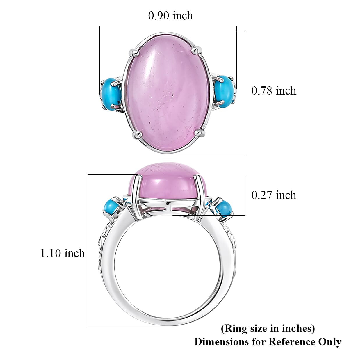 EverTrue Kunzite and Sleeping Beauty Turquoise 15.00 ctw Twilight Sky Ring in Platinum Bond (Size 7.0) image number 5