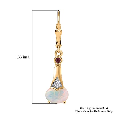 D'Joy Premium Ethiopian Welo Opal and Multi Gemstone 1.70 ctw Lever Back Earrings in Sterling Silver