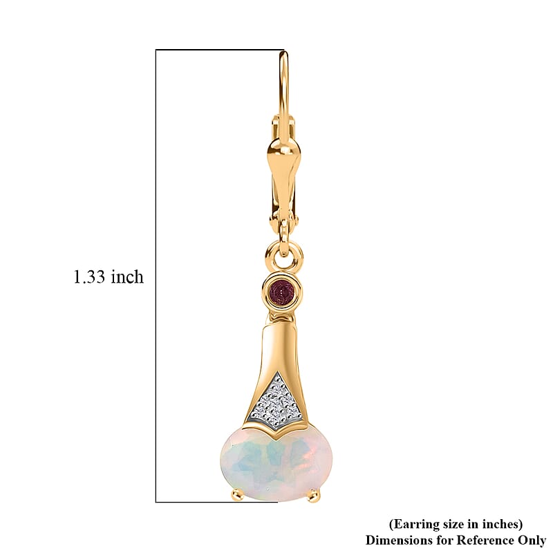 D'Joy Premium Ethiopian Welo Opal and Multi Gemstone 1.70 ctw Lever Back Earrings in Sterling Silver