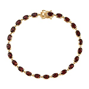 D'Joy Mozambique Garnet 12.60 ctw Bracelet in 18K Vermeil Yellow Gold Over Sterling Silver (8.00 In)