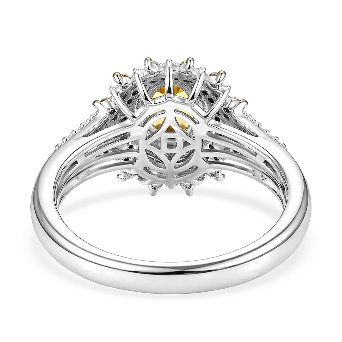 D'Joy Premium Yellow Tanzanite and Multi Gemstone 1.85 ctw Floral Bloom Ring in Rhodium Over Sterling Silver (Size 7.0) image number 4