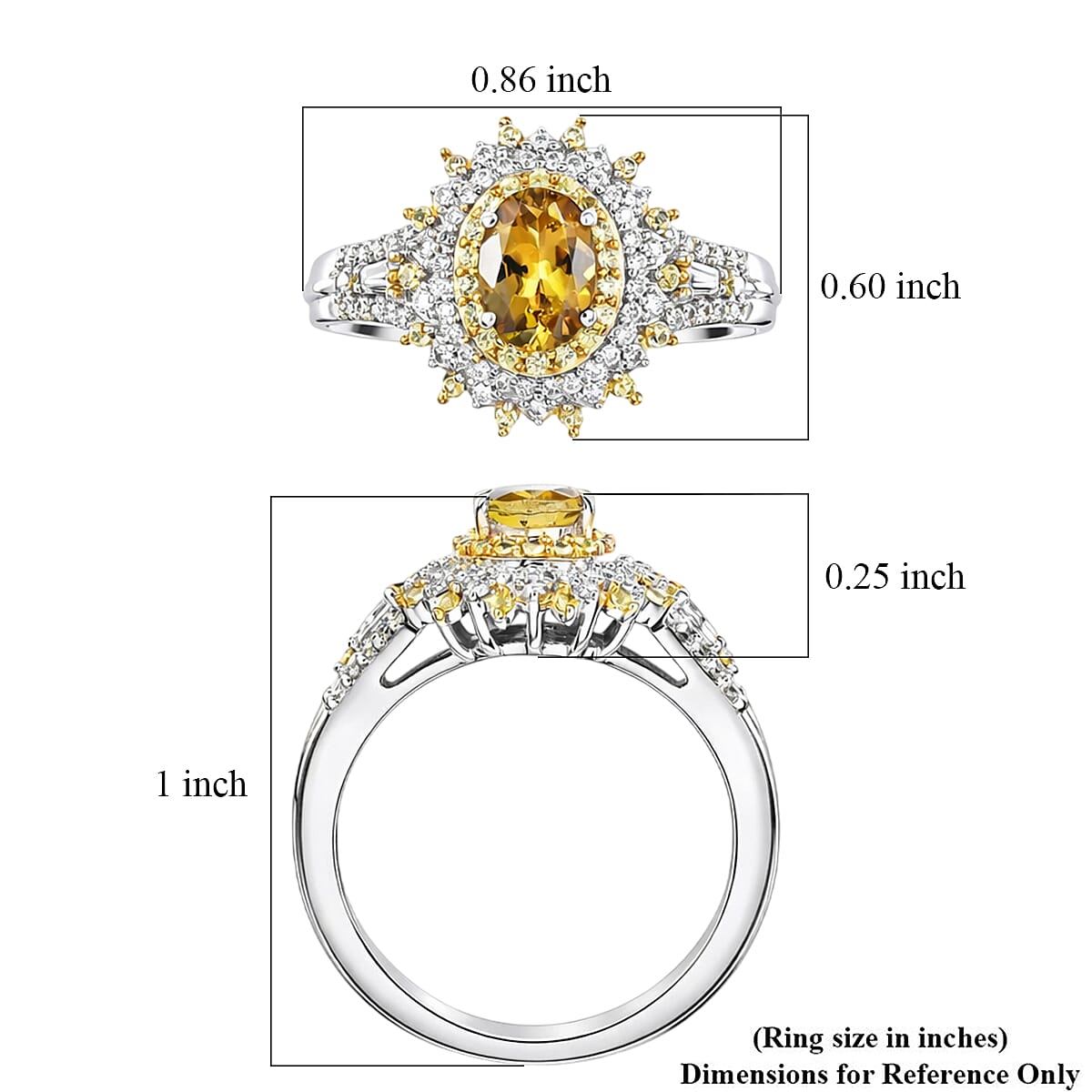 D'Joy Premium Yellow Tanzanite and Multi Gemstone 1.85 ctw Floral Bloom Ring in Rhodium Over Sterling Silver (Size 7.0) image number 5