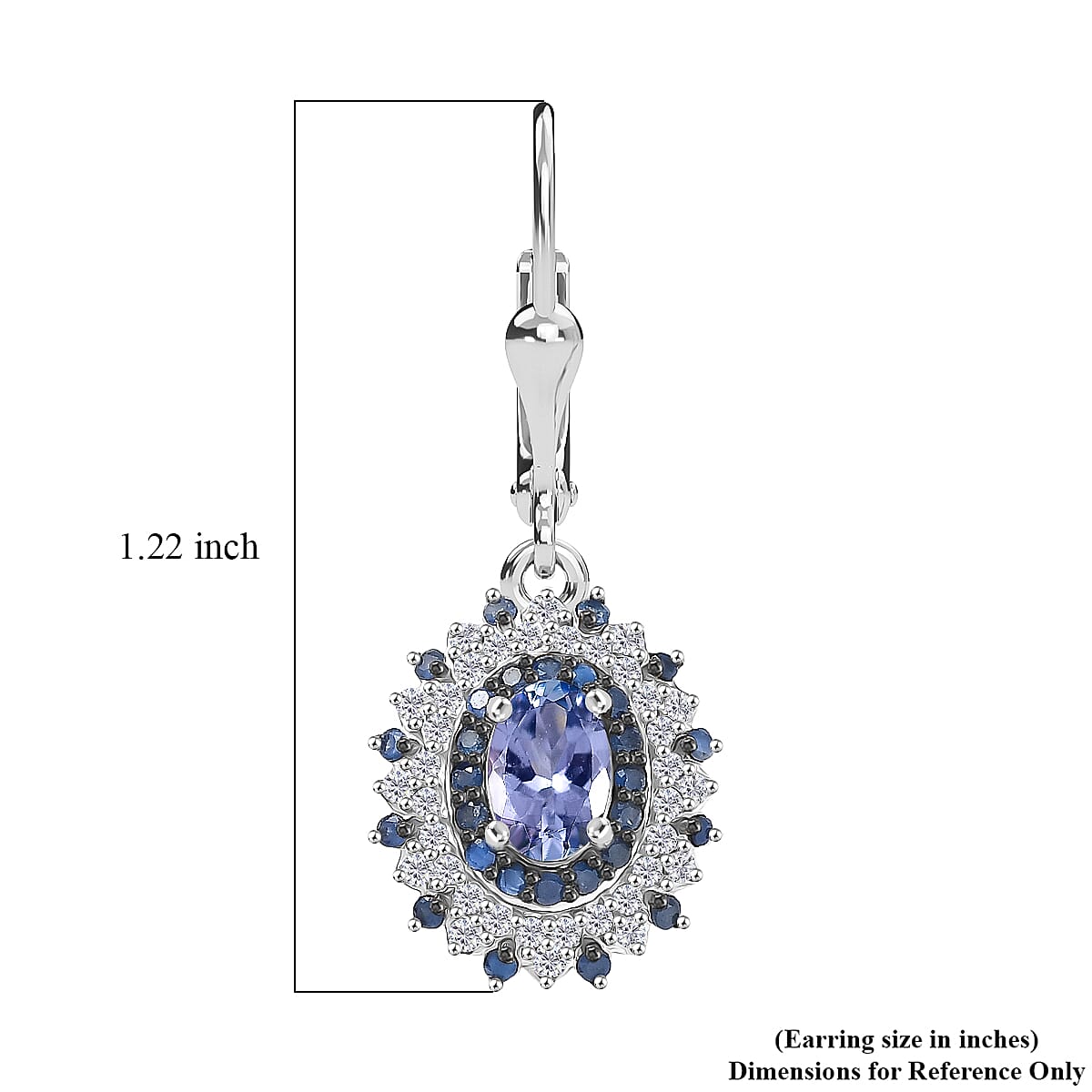 D'Joy Premium Peacock Tanzanite and Multi Gemstone 1.90 ctw Floral Bloom Earrings in Rhodium Over Sterling Silver