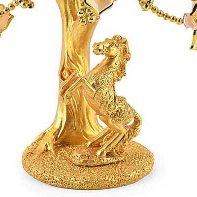 Gold & Orange Evil Eye Floral Tree Horse Resin Decorative Figurine