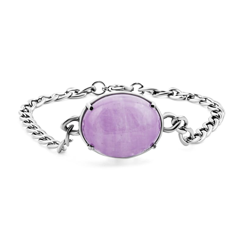 EverTrue Kunzite 40.50 ctw Serenity Link Bracelet in Stainless Steel (8.50 In)