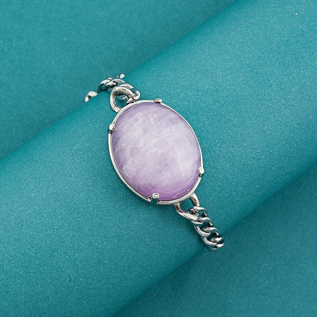 EverTrue Kunzite 40.50 ctw Serenity Link Bracelet in Stainless Steel (8.50 In) image number 1