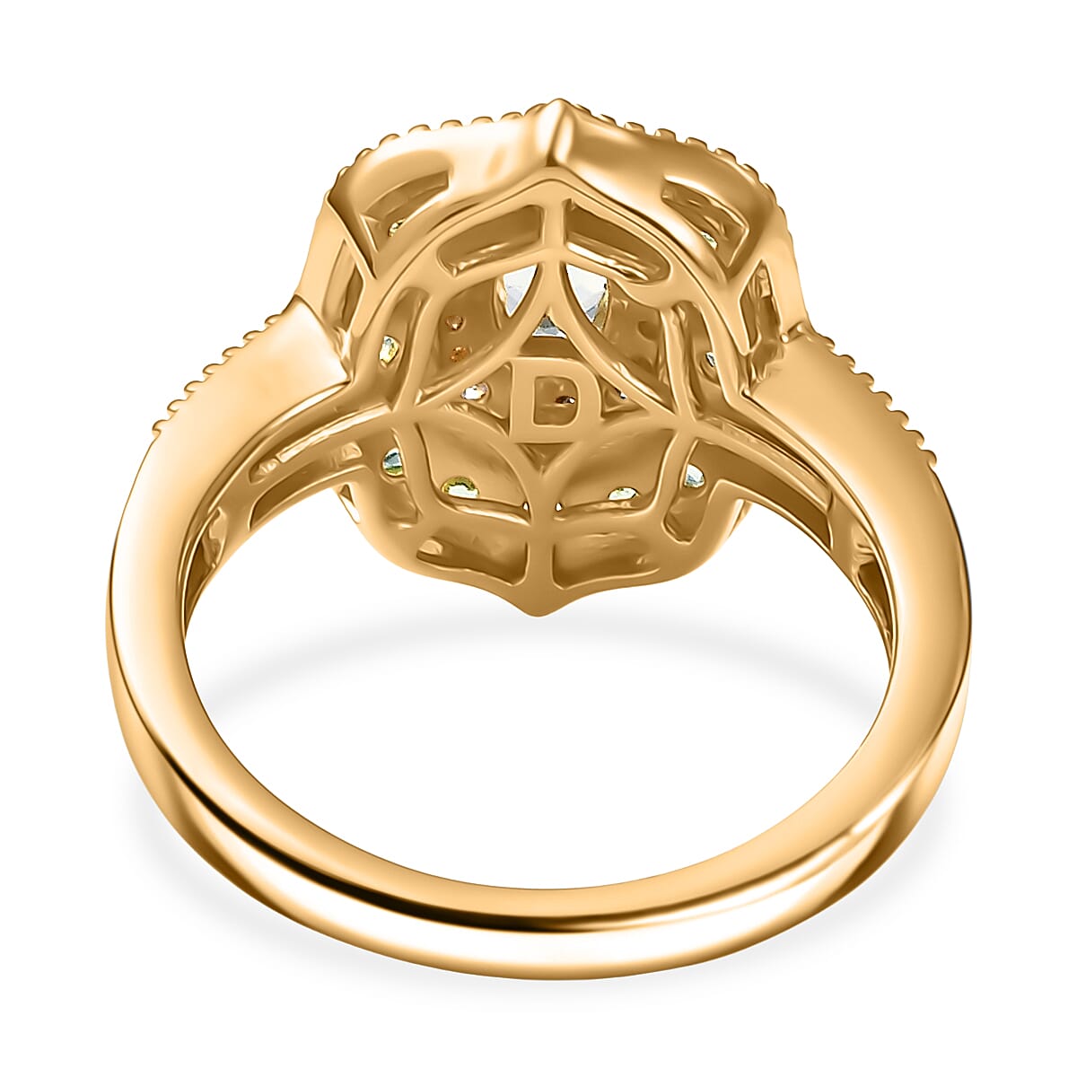 D'Joy Premium Tanzanian Mint Garnet and Multi Gemstone 1.10 ctw Garden Halo Ring in 18K Vermeil Yellow Gold Over Sterling Silver (Size 10.0) image number 4