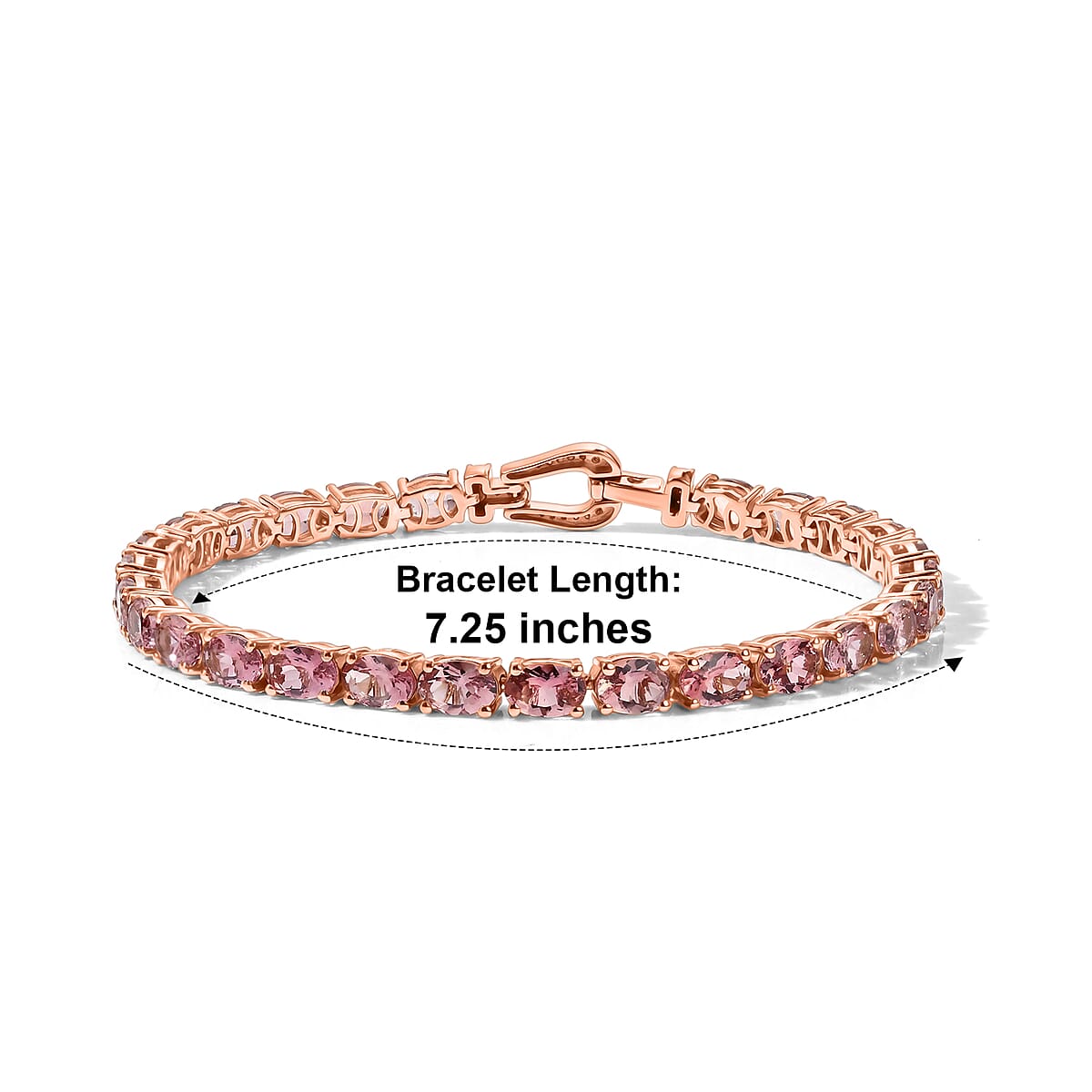 D'Joy Premium Blush Tourmaline and Moissanite 14.25 ctw Eternity Tennis Bracelet in 18K Vermeil Rose Gold Over Sterling Silver (7.25 In) (Ships in 8-10 Days) image number 4