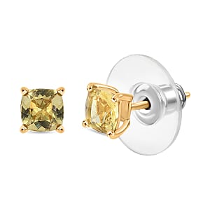 D'Joy Premium Golden Apatite 1.30 ctw Solitaire Stud Earrings in 18K Vermeil Yellow Gold Over Sterling Silver