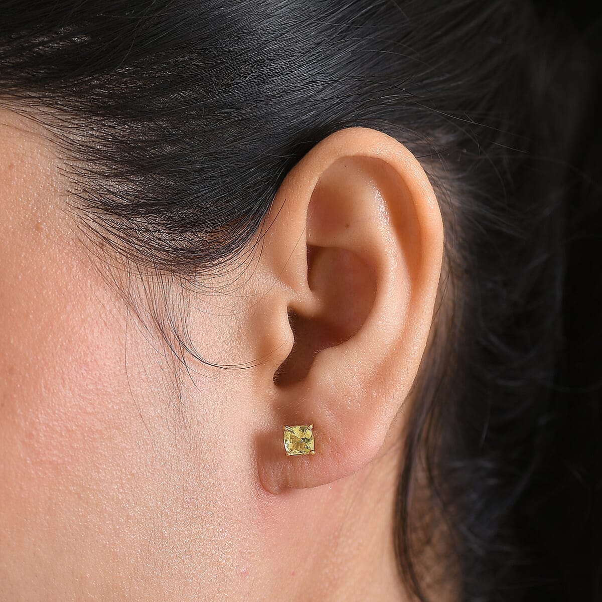 D'Joy Premium Golden Apatite 1.30 ctw Solitaire Stud Earrings in 18K Vermeil Yellow Gold Over Sterling Silver image number 1