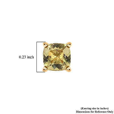D'Joy Premium Golden Apatite 1.30 ctw Solitaire Stud Earrings in 18K Vermeil Yellow Gold Over Sterling Silver