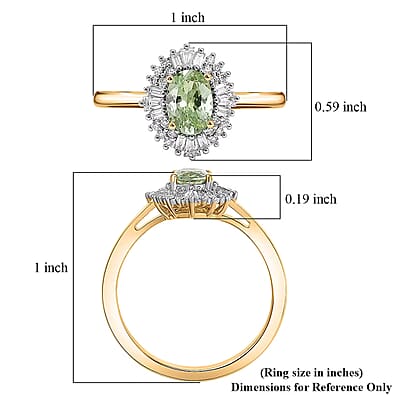 Luxoro Premium Tanzanian Mint Garnet and Diamond I2 1.10 ctw Light Burst Ring in 10K Yellow Gold (Size 7.0)