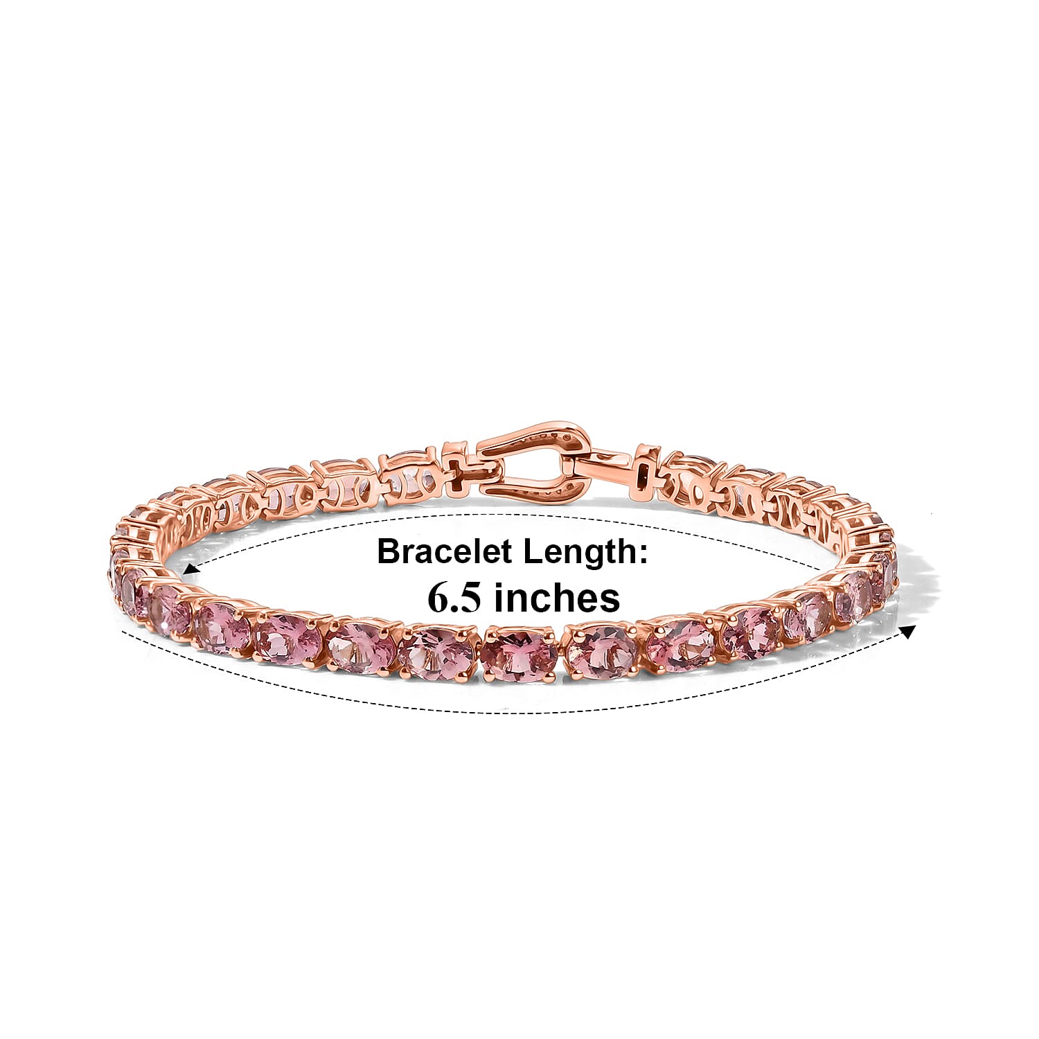 D'Joy Premium Blush Tourmaline and Moissanite 12.70 ctw Eternity Tennis Bracelet in 18K Vermeil Rose Gold Over Sterling Silver (6.50 In)