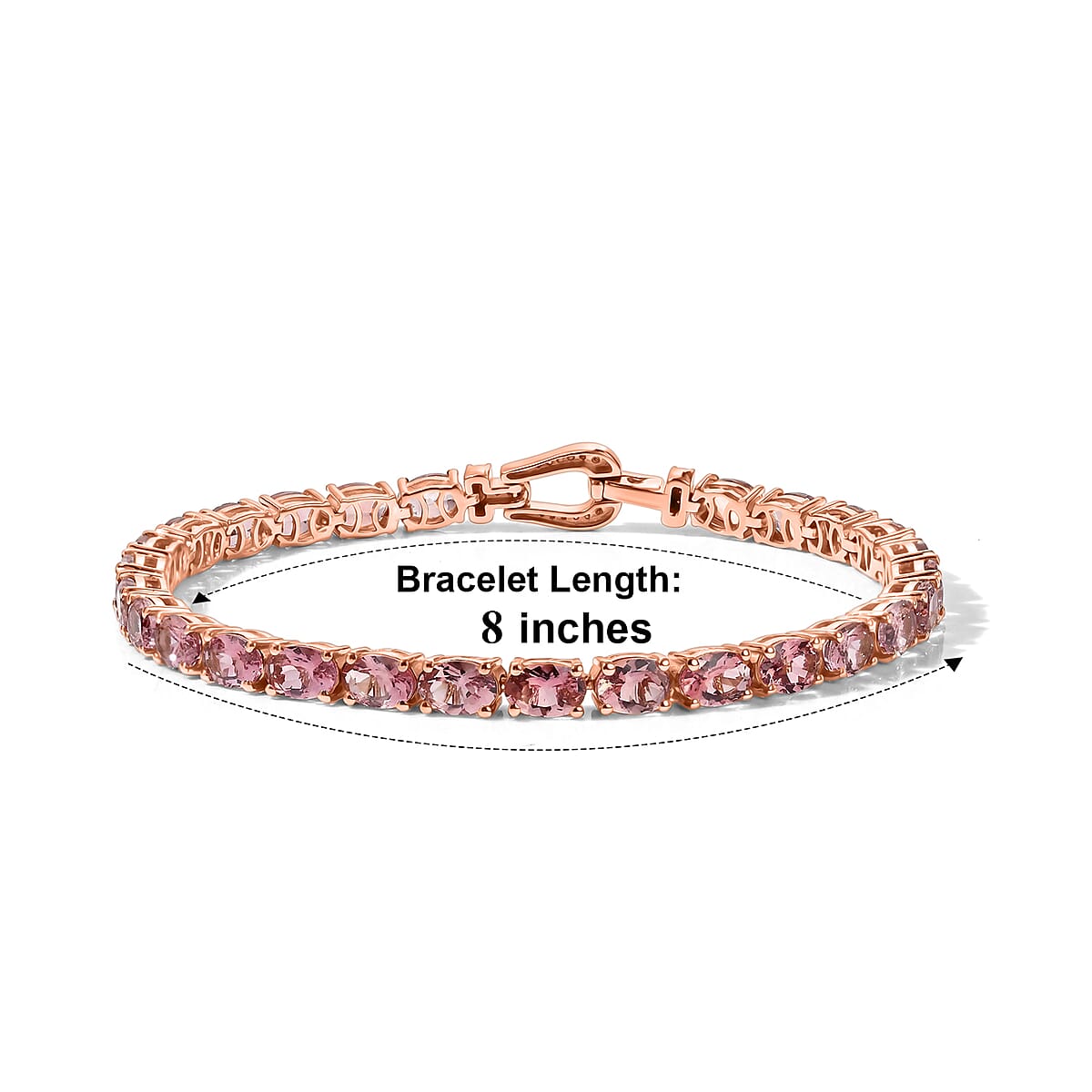 D'Joy Premium Blush Tourmaline and Moissanite 15.80 ctw Eternity Tennis Bracelet in 18K Vermeil Rose Gold Over Sterling Silver (8.00 In) (Ships in 8-10 Days) image number 4