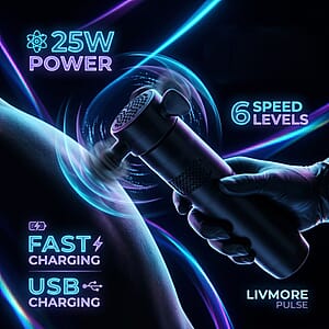 Livmore Black Portable Massage Gun with 3 Massage Heads