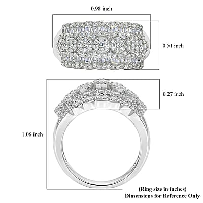 D'Joy Diamond 1.00 ctw Floral Cluster Ring in Rhodium Over Sterling Silver (Size 10.0)