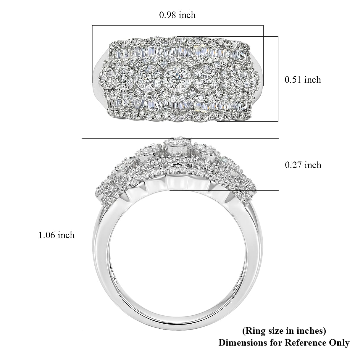 D'Joy Diamond 1.00 ctw Floral Cluster Ring in Rhodium Over Sterling Silver (Size 7.0) image number 5