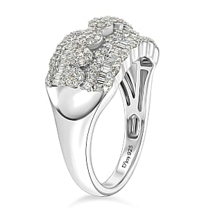 D'Joy Diamond 1.00 ctw Floral Cluster Ring in Rhodium Over Sterling Silver (Size 9.0)